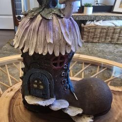 Pink Boot Fairy House Garden Ornament 