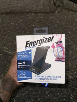 Energizer - 3-in-1 15W Qi Certified Wireless Fast 15W Charger Charging Station/Stand w/ RGB Ligh