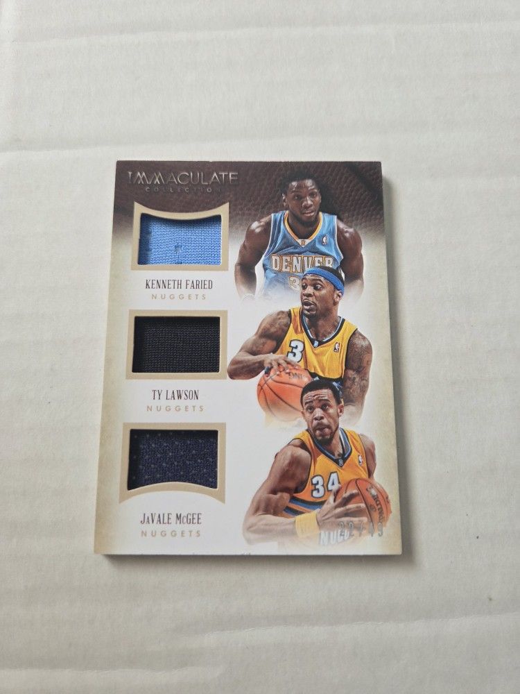 Panini Immaculate 13-14 Kenneth Faried Javale Mcgee Ty Lawson Triple Patch 22/49 Denver Nuggets