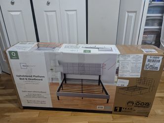 Mainstays Upholstered Platform Bed & Headboard. Queen Size.