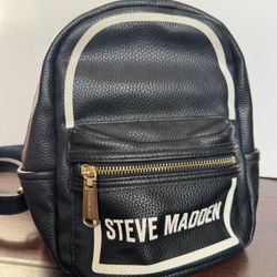 Steve Madden 10” Small Backpack Black White Purse leather like