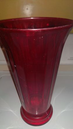 Red flower vase