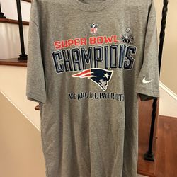 Patriots Super Bowl 49 Champions Men's T Shirt NFL Nike Size XL XLIX 2015 Gray