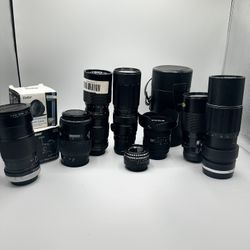 Vintage Camera Lens Lot – Minolta, Sigma, Soligor, Helios, etc.