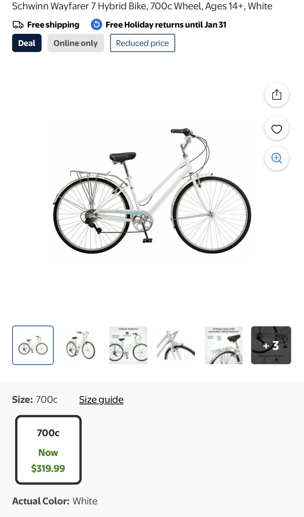 Two Bikes Schwinn Wayfarer 7 Hybrid Bike, 700c Wheel