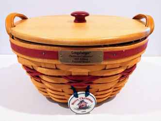 1999 Retired Longaberger Red Popcorn Basket Set