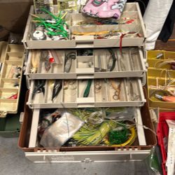 Five fishing toolbox with everything inside