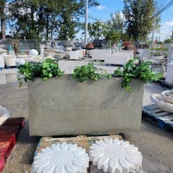 Concrete Large Rectangular Planters or Water Fountain / Cement Backyard Patio Garden Planter Pots / Outdoor Fountains