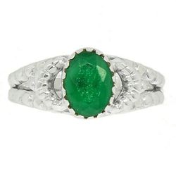  Emerald  & Sterling Silver Ring 