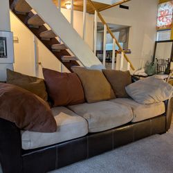 Beautiful Brown And Beige Comfort Sofa