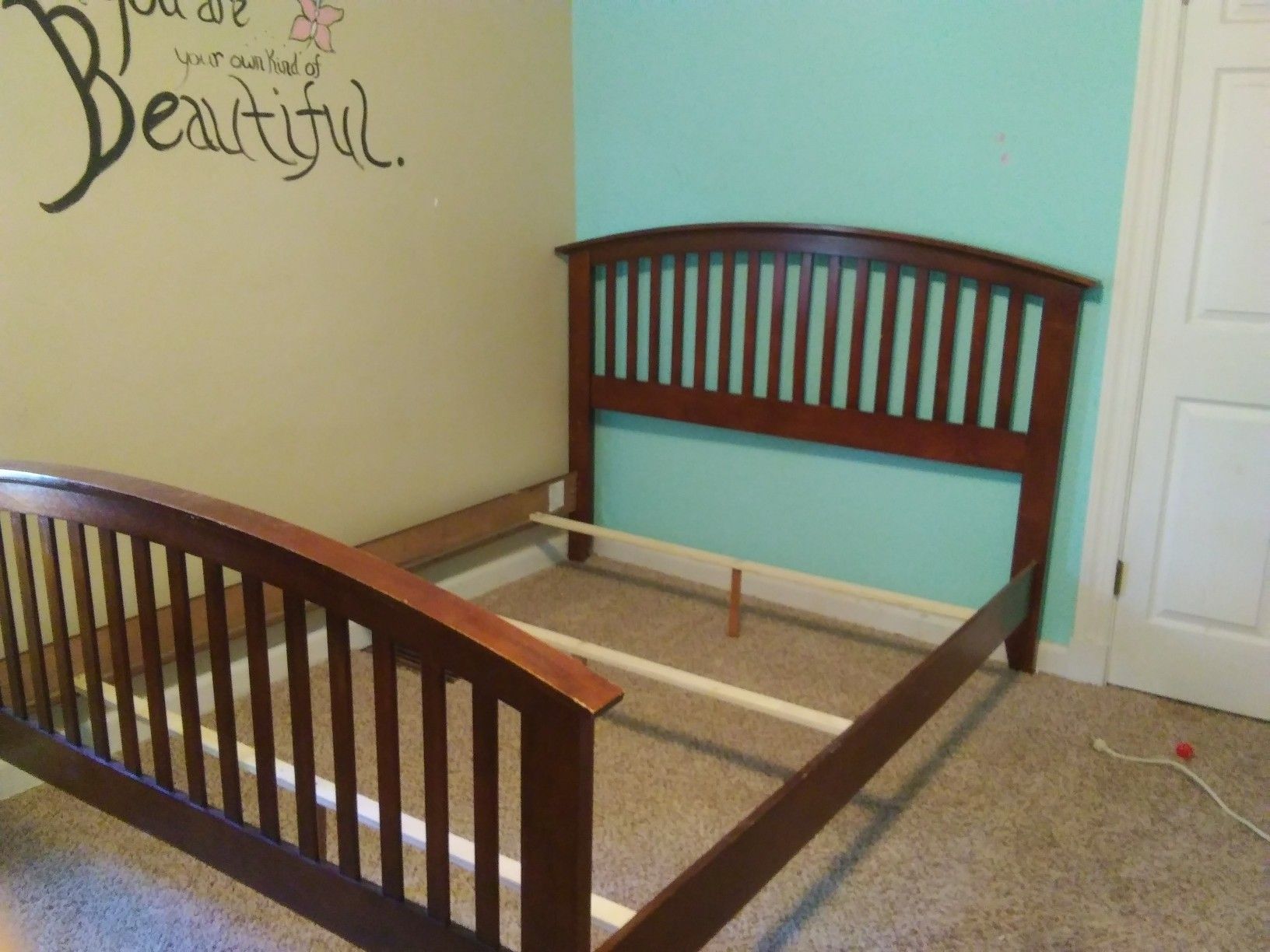 Queen size wood headboard and footboard with frame for Sale in Clinton