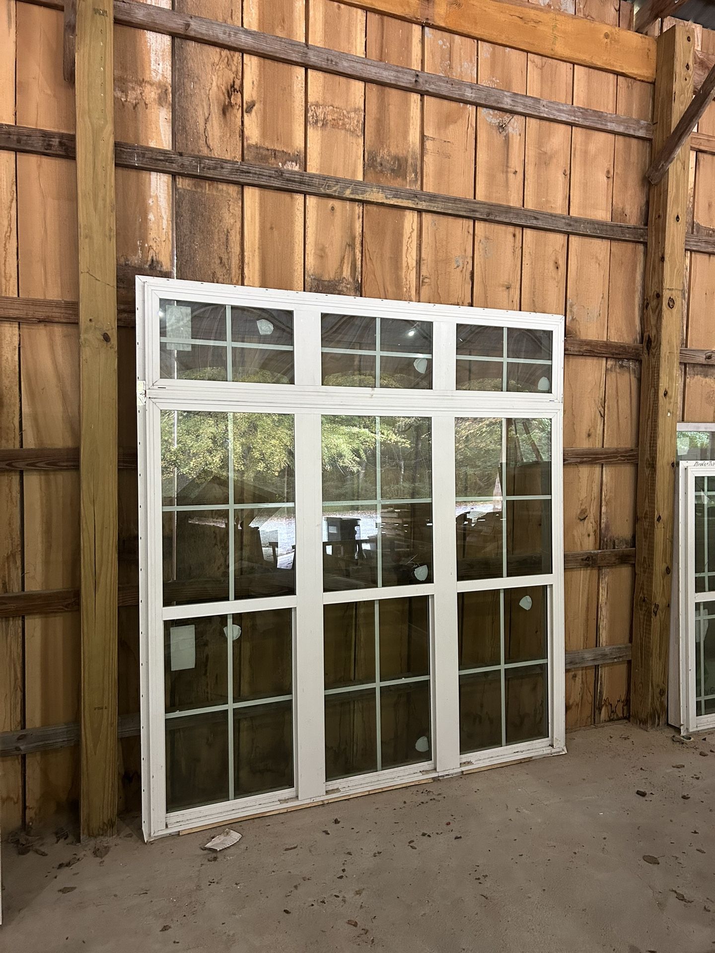 🏠 83.5” x 89.5” White Double Window with Transom — One Over One Grid Design