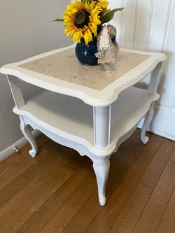 Side  Table With Marble Piece Top With Wood