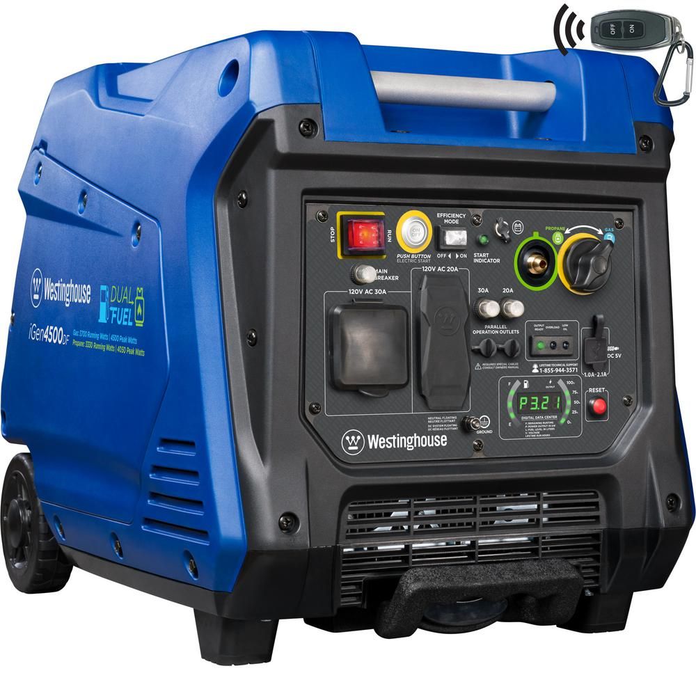 Westinghouse 5000 Peak Watt Dual Fuel Portable Inverter Generator RV Ready with CO Sensor