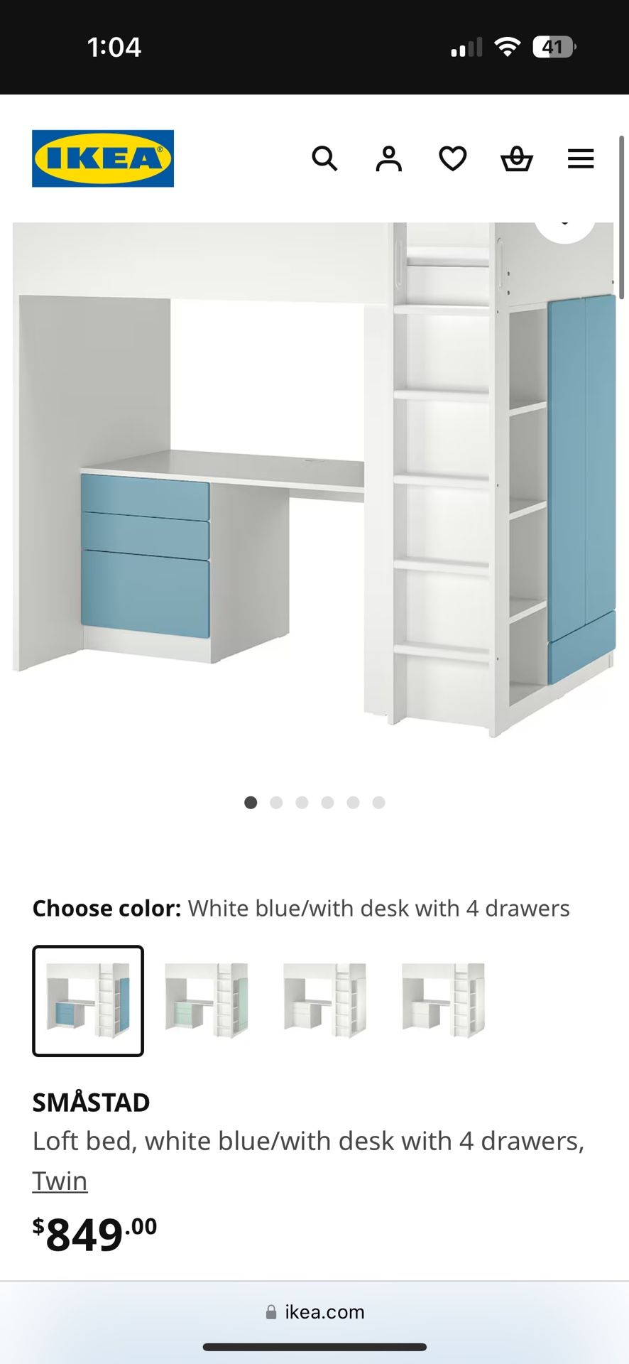 Ikea Loft/Desk Bed With mattress
