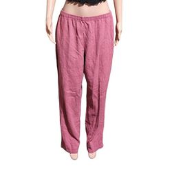 Orvis women textured high waist elastic waist pull-on pink  pant L