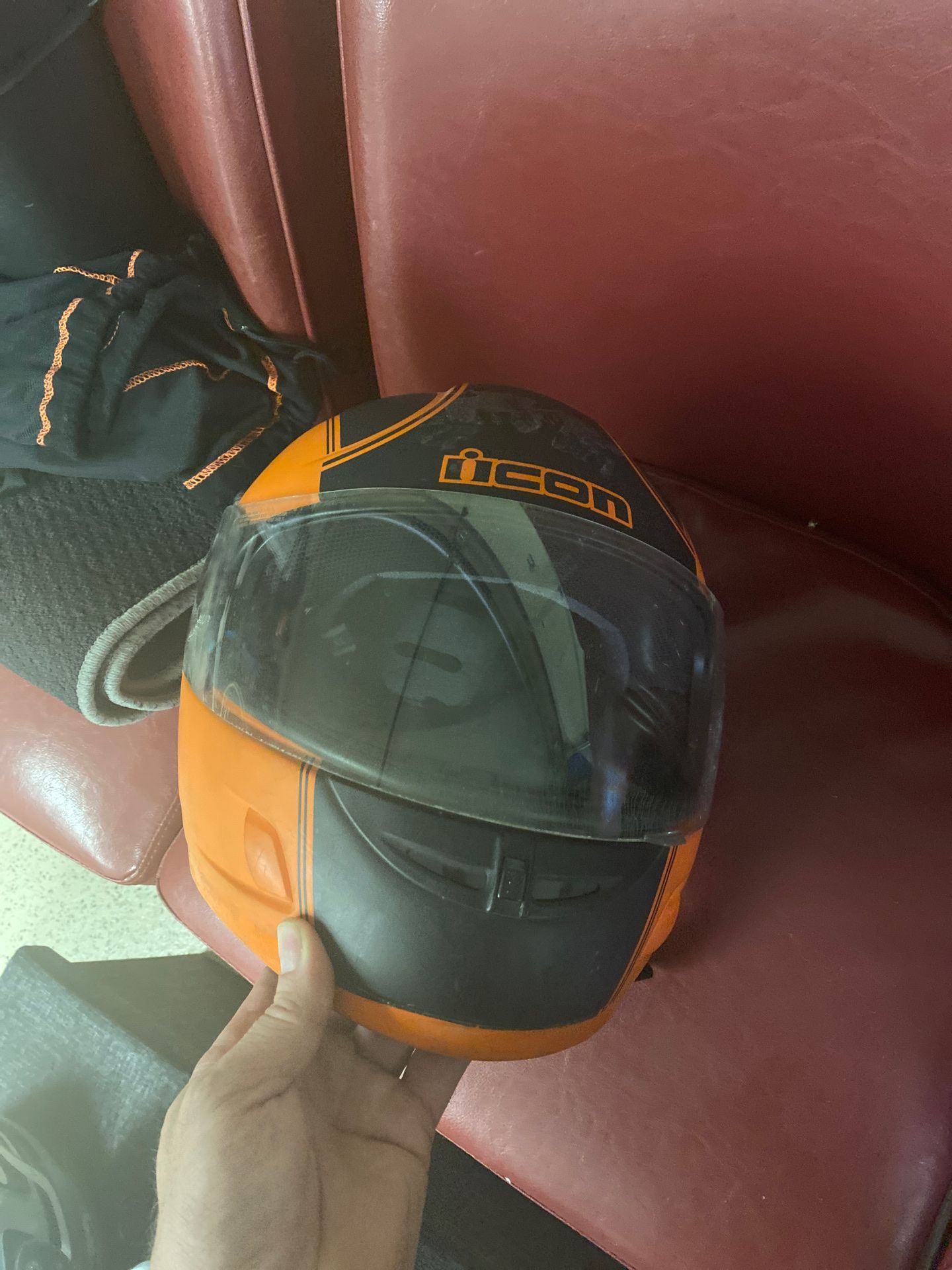XL Orange Motorcycle Helmet