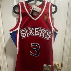 Men's Philadelphia 76ers Allen Iverson Mitchell & Ness Red 1996/97 Hardwood Classics Swingman Jersey