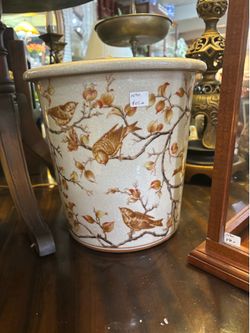Bird and branch pattern porcelain planter