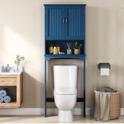 Over the Toilet Storage Cabinet, Bathroom Organizer, Navy Blue