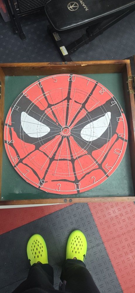 Dart Board Cabinet w/ Spiderman Dart Board