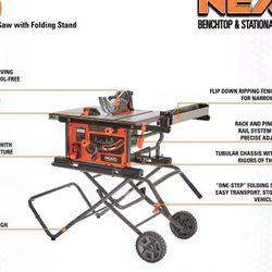 Ridgid 10 in. Table Saw with folding table