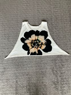 Gaia Buzios Brazilian Women’s Crop Top Flower Shirts with Side Ties - Size Small