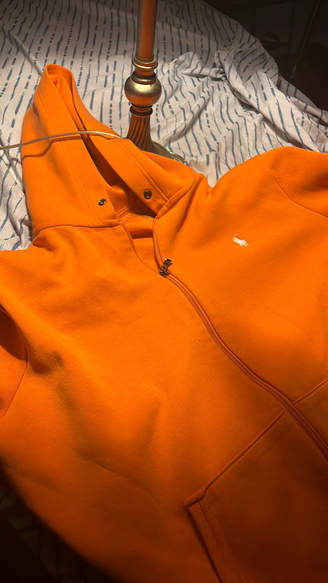 orange polo hoodie small