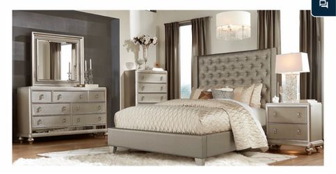 Sofia Vergara Paris 5 Pc King Upholstered Bedroom Set