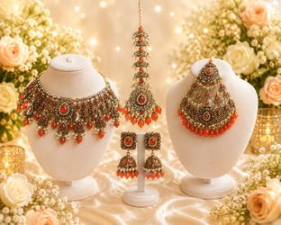 ✨ Elegant Orange Bridal Jewelry Set ✨