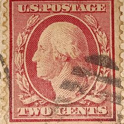 This rare 1908 George Washington 2 cent stamp from the United States is a must-have for any serious stamp collector. With a beautiful red color and no