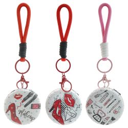 Compact Round Mirror with Keychain