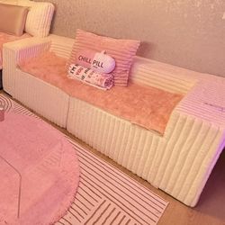 Modular Sectional Sofa 2 Seater Loveseat Modular Couch with Deep Seat Memory Foam Cloud Chair with Pillows Oversized Sectional Sofa for Living Room Be