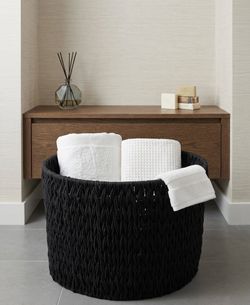 Black Woven Rope Storage Basket-Excellent Condition