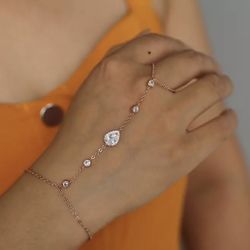 Wristlet slave bracelet With CZ Tear Drop