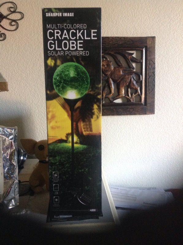 Sharper Image multi-colored Crackle Globe Solar Powered