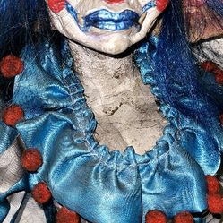Killer Klowns from Outer Space Inspired Handmade Horror Clown Doll – Blue Hair Ceramic Face