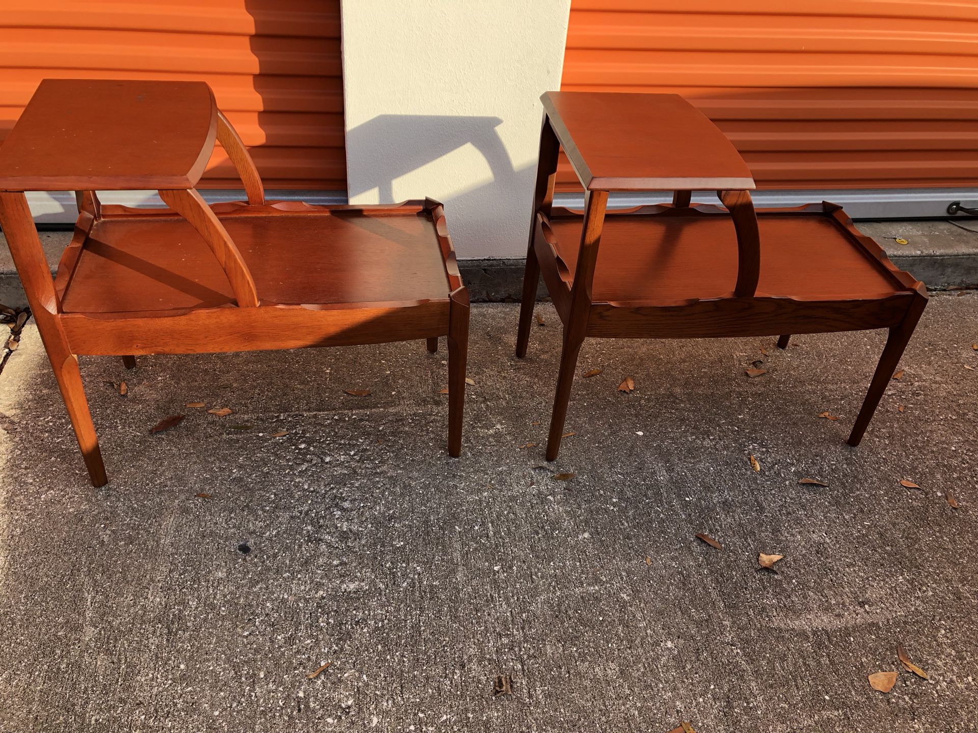 2 Mid Century Modern End Tables 24” h x 26” d x 14”w