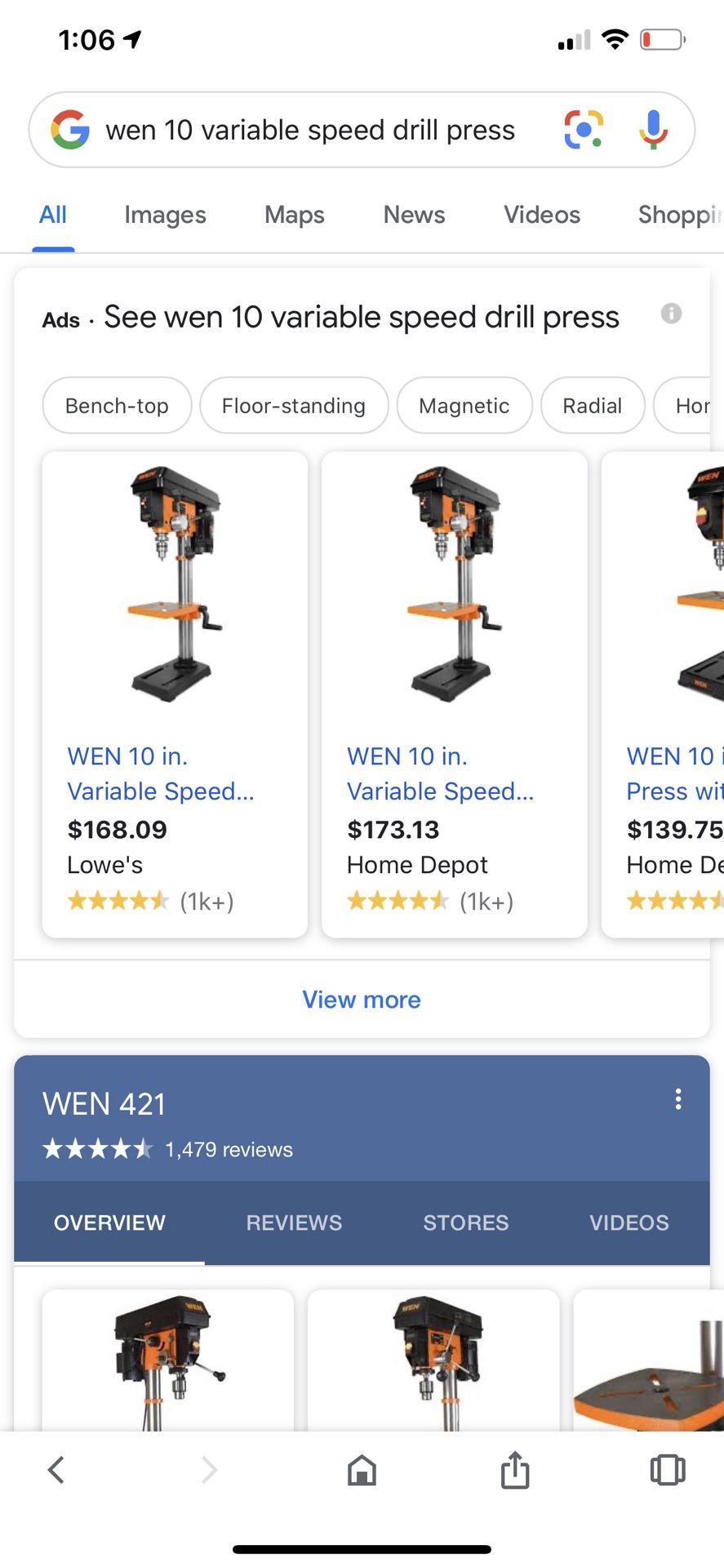 Wen Variable Speed Drill Press