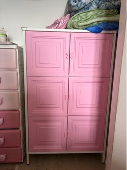 Pink storage cabinet