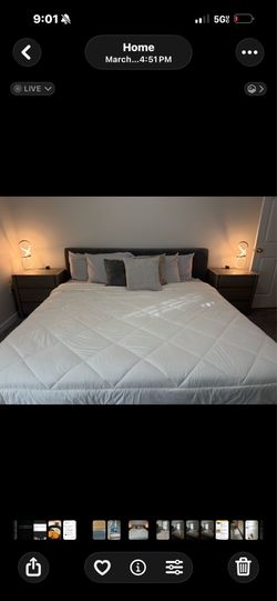 King size cloud bed frame, metal head board
