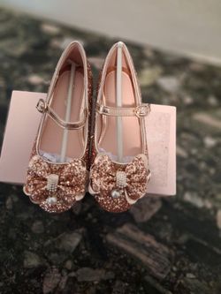 Girls Rose Gold Glitter Shoes