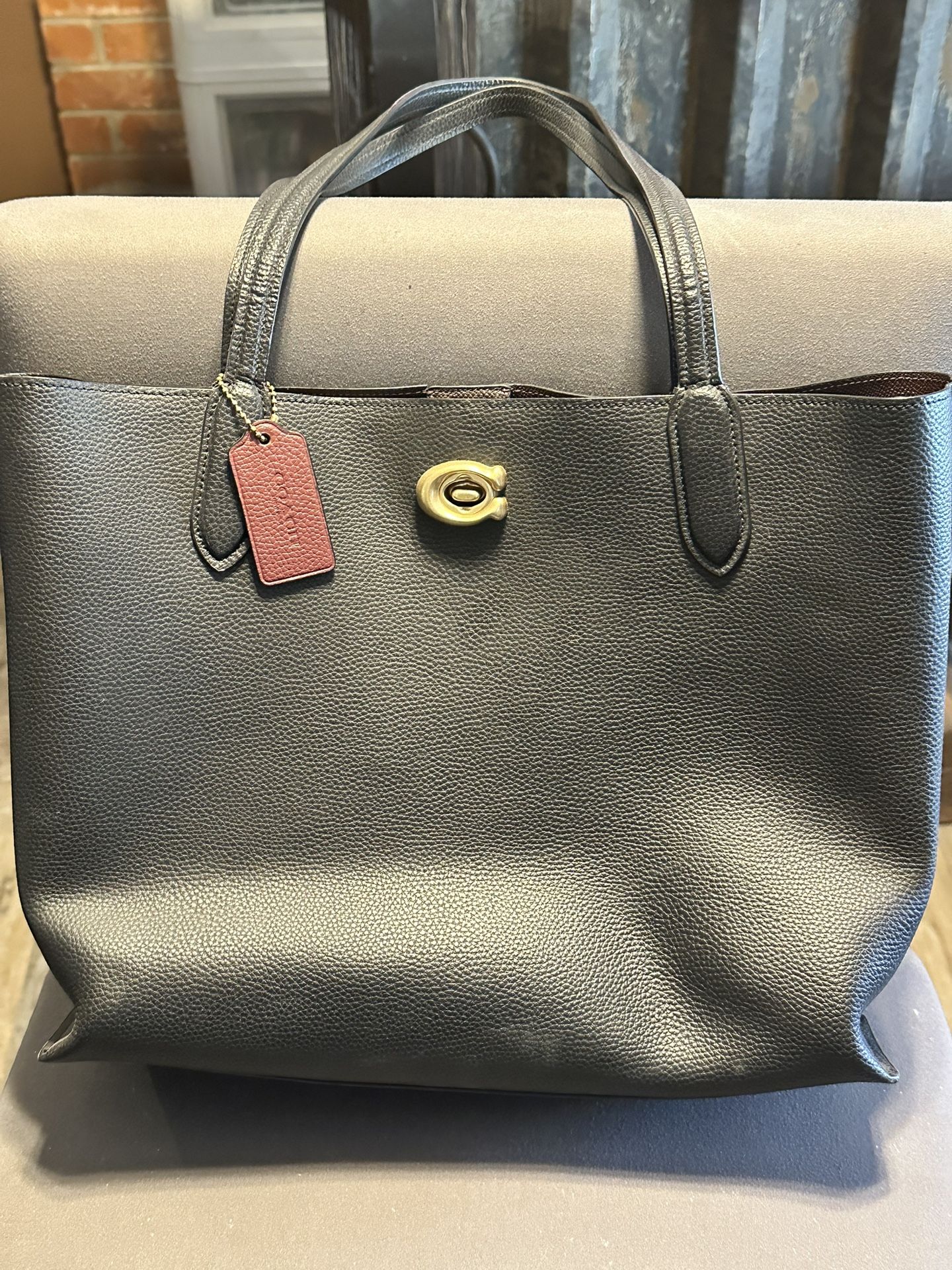 Coach Purse - Black And Burgundy Leather