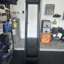 3-Tier Shelf w/ 4 Coat Hooks – Black – 71” Tall