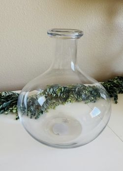 Large Round Clear Glass Vase With Narrow Top Home Decor 