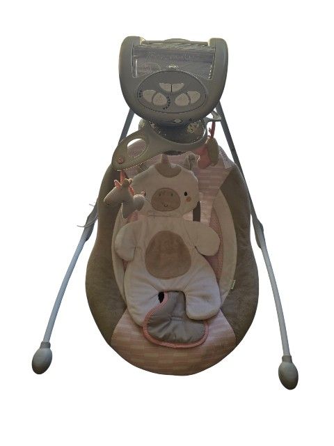 Ingenuity InLighten 6-Speed Baby Swing Easy-Fold Frame, Swivel Infant Seat, Pink