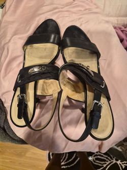 Coach Black Leather Ankle Strap Sandals