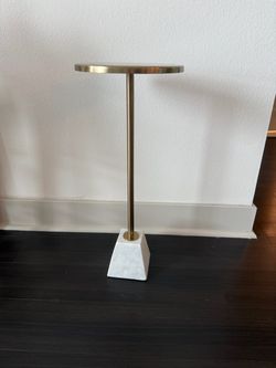 Round Brass and Marble Accent Side Table