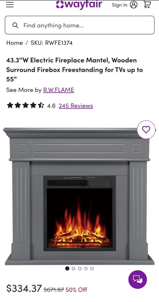 Electric Fireplace Mantel TV Stand