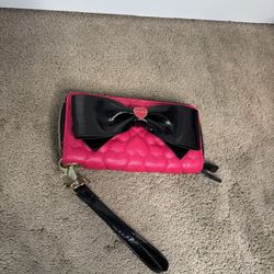 Hot pink & black Betsey Johnson wallet wristlet
